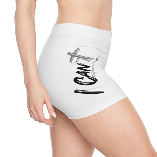 I Can't Classic ~~ Women's Workout Shorts White